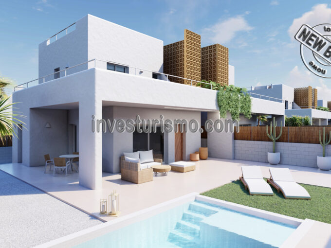 Villas 3 bedrooms, 3 bathrooms , a large open plan living room with kitchen all distributed on two floors.